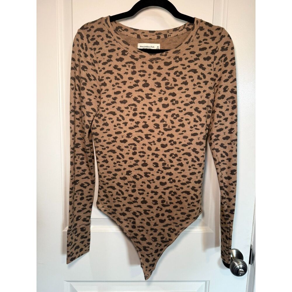 Abercrombie & Fitch Soft & Cozy Knit Leopard Bodysuit Date Night Layering Y2K
